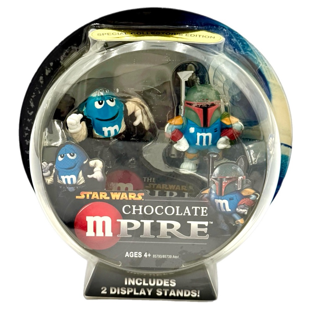 Star Wars Chocolate Mpire Boba Fett And Han Solo 2005  M&M Characters W Stands